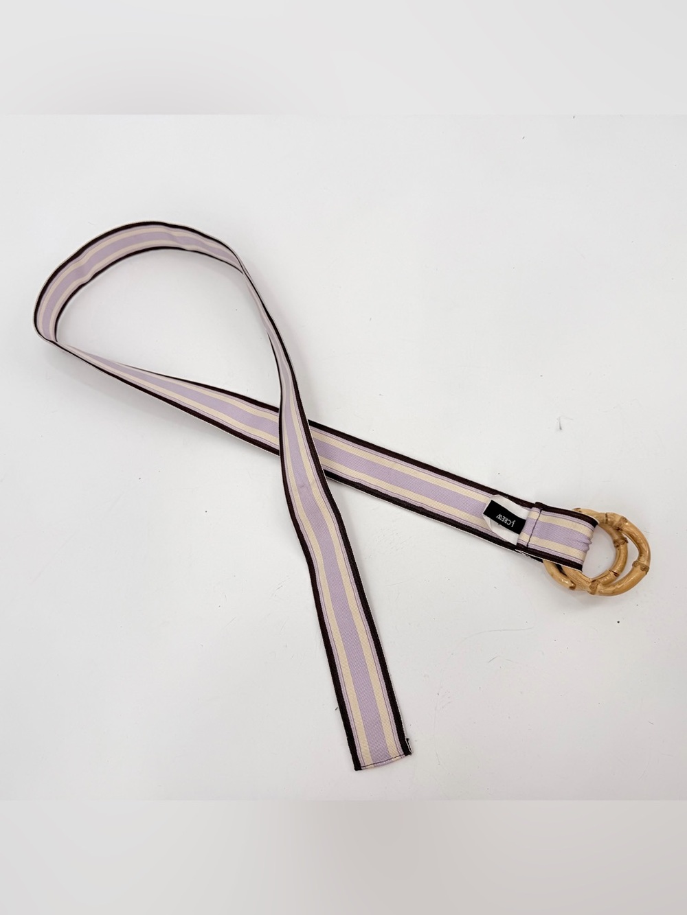 J. Crew Belt Womens S/M Grosgrain Ribbon D-Ring Bambo Purple Striped READ - Picture 9 of 9